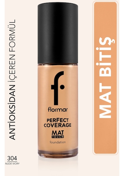 Flormar Mat Birişli E Vitamini İçeren Fondöten  - Mat Touch Foundation - 304 Nude Ivory - 8682536057622