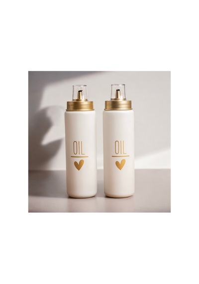 2 Li Damlatmaz Kapaklı Cam 550 Ml Oil Yağdanlık Yağlık Set Beyaz Beyaz