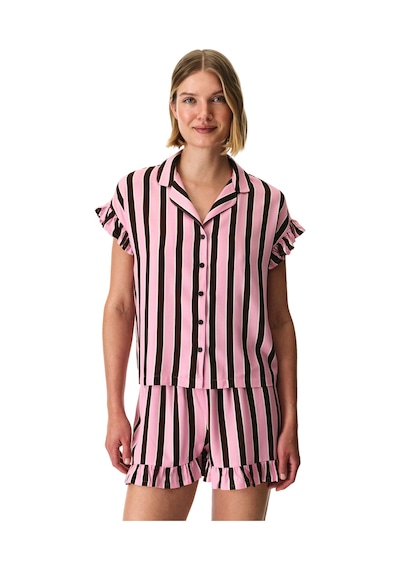 Penti Kahverengi Lily Çizgili Gömlek Şortlu Pijama Takımı
