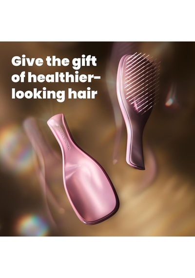 Mini Ultimate Detangler Chrome Saç Açıcı Fırça Islak Ve Kuru Saçlar İçin Satin Pink Patentli Çift Katmanlı Diş Teknolojisi Seyahat Boyu