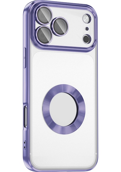 Apple Uyumlu iPhone 17 Pro Max Kılıf Kamera Korumalı Logo Gösteren Zore Omega Kapak - Lila Lila