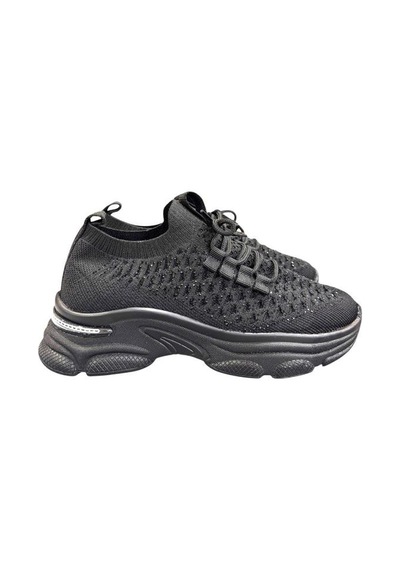Aybaak 5008 Taşlı Dolgu Topuk Kadın Ayakkabı Sneaker Siyah