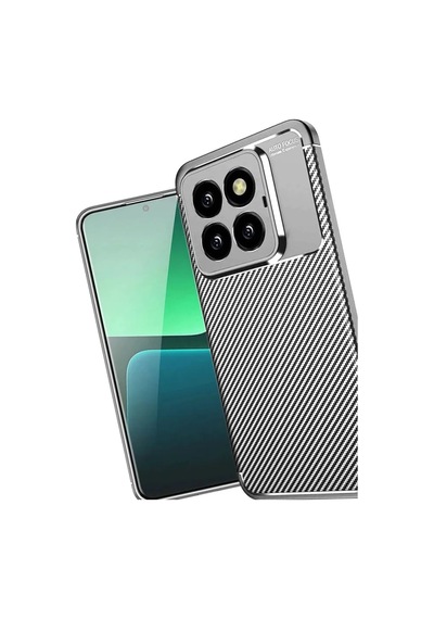 Jenerik Xiaomi Mi 14t Pro Kılıf Auto Focus Karbon Kapak - Gri