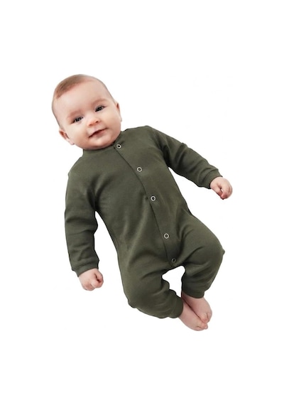 Xmlbayiciniz Unisex Bebek Tulum Haki 0-3 Ay Pamuk Uzun Kol Çıtçıt Kapama Dik Yaka Çok Renkli