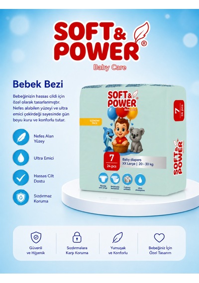 Bebek Bezi No:7 Xxlarge 20-30 Kg 24'lü 10 Paket 7 Numara