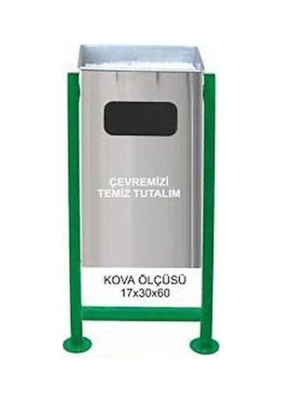Paslanmaz Bahçe Tipi Çöp Kovası Dikdörtgen Kova Profil Ayak 30 Lt