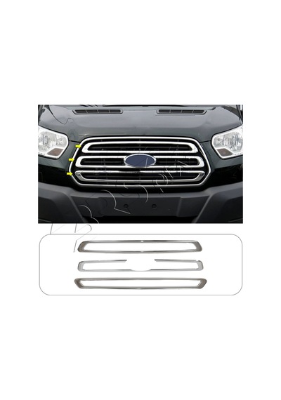Ford Transit Uyumlu 2014-2018 Krom Ön Panjur 3 Parça Paslanmaz Çelik