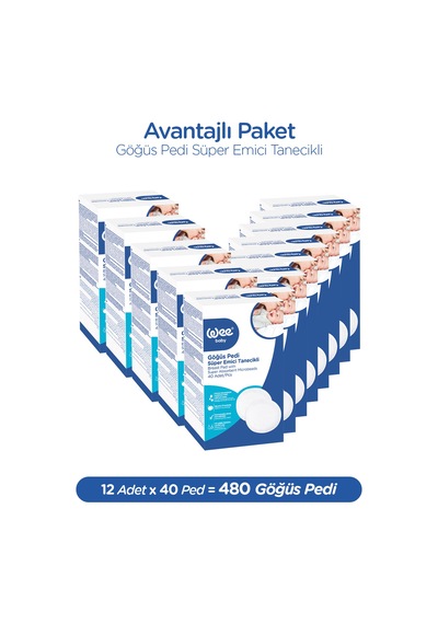 Wee Baby 40'lı Klasik Yapışkanlı Göğüs Pedi (40x12 480 Adet)