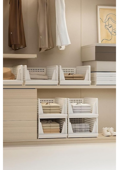 Mithra Life 3lü Kayar Raf Organizer Dolap İçi Kıyafet Aksesuar Düzenleyici Beyaz 45x35 Cm Mıt1261 Diğer