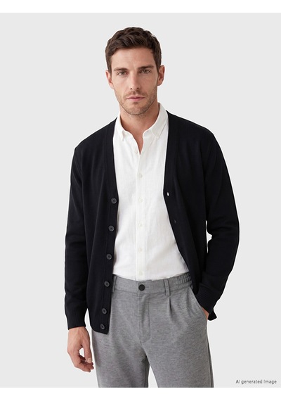 Lcwaıkıkı Classic Siyah Regular Fit V Yaka Erkek Triko Hırka