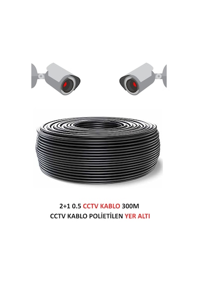 Fury 2+1 0.5mm Polietilen Yer Altı Cctv Kablo Güvenlik Kamera Kablosu 300m