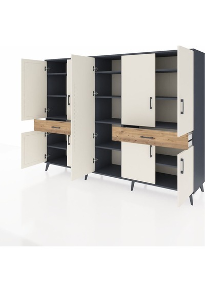 Hyperion Dolap 12 Raflı 2 Çekmeceli 8 Kapaklı 220x44x163 Antrasit Antrasit-aytaşı/çam Hyperion Dolap 12 Raflı 2 Çekmeceli 8 Kapaklı 220x44x163 Antrasit Antrasit-aytaşı/çam