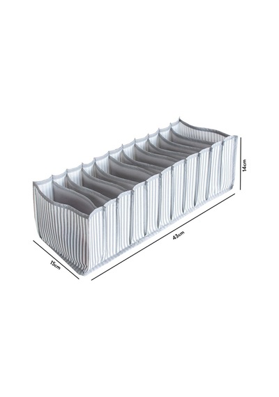 Serstil 11 Gözlü Çekmece Içi Antrasit Çizgili Düzenleyici Organizer - Medium 15 X 43 X 14 Gri