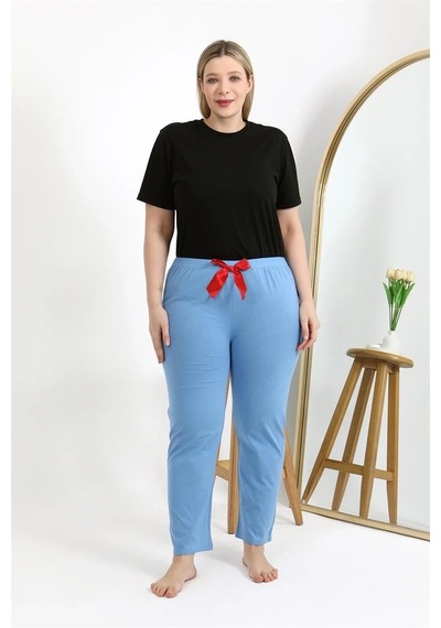 Mtm My The Mall Kadın Pamuklu Büyük Beden Alt Pijama Mavi Mavi
