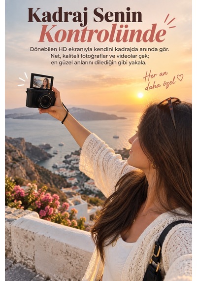 Mimtec Blm-106 Katlanabilir Ekranlı Kamera - 4k Ultra Hd 2 Mp Fotoğraf Video Çekme 12 Dil Destekli Vlog Kamerası