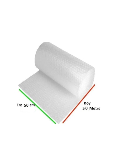 Tify Balonlu Naylon 50cm X 50mt En: 50 Cm, Boy: 50mt. Üç Katlı Eşya Koruma Ambalajı, Pat Pat