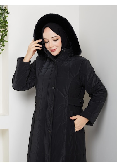 Eslemnur Nova Kumaş Şişme Mont 135cm Siyah