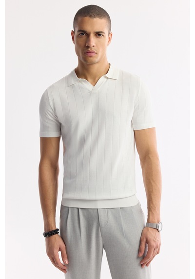 Avva Erkek Ekru Polo Yaka Rayon Triko Regular Fit T-shirt A51y5015