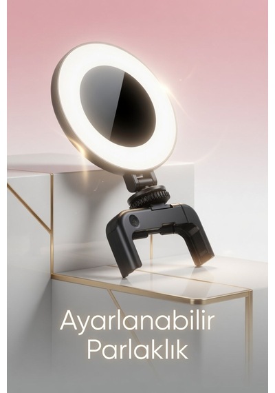 Aynalı Şarjlı Ring Light Telefon İçin Klipsli Led Selfie Işığı