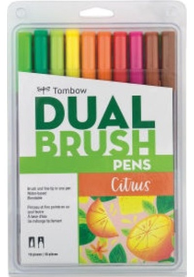 Tombow Ab-T Dual Brush Pen G.Kalemi Seti 10 Renk 56196 Citrus