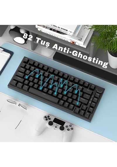 Beyaz Işıklı Hot Swap Kablolu Mekanik Oyun Klavyesi Ak820 Siyah - Kırmızı Switch