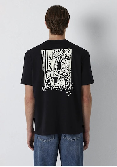 Mavi M0613575-900 Mavi Henri Matisse Baskılı T-shirt Erkek Tişort siyah