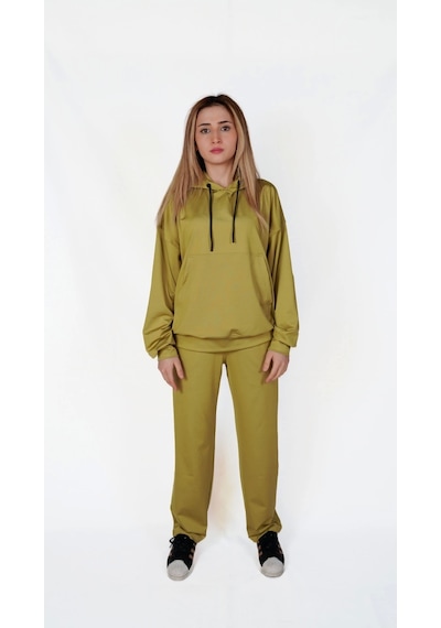 Unısex Beli Lastikli Eşofman Alt - Yeşil