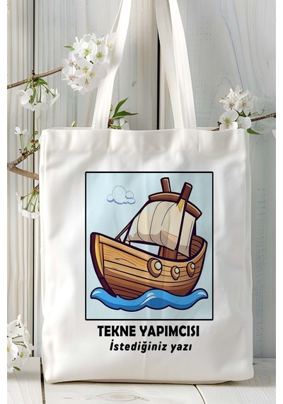 Art Hediye Tekne Yapımcısı Baskılı Bez Omuz Çantası Kişiye Özel Model 3 Çok Renkli