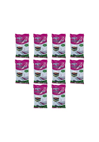 Vindex Vakumlu Giyisi Yastık Yorgan Saklama Torbası Poşeti Hurç - Mega - 100x130 Cm. - 10 Paket 140l