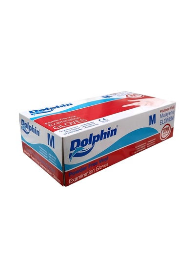 Dolphin Pudrasız Vinil Muayene Eldiveni 100'lü