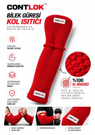 Bilek Güreşi Kol Isıtıcı Ön Kol Dirsek Isıtıcı / Arm Warmer Kırmızı