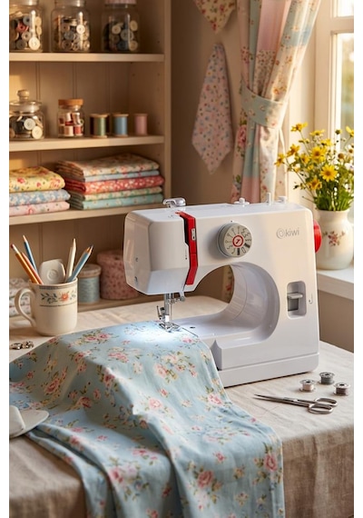 Kiwi Ksw-3072 Dikiş Makinesi 12 Desen & Çift İplik & Ayak Pedallı Beyaz