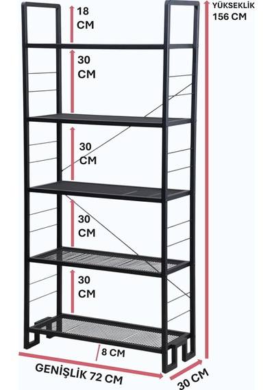 Dekoratif Siyah Metal Kitaplık 5 Raflı Çok Amaçlı Stand Salon Ve Çalışma Odası Düzenleyici Çok Renkli Dekoratif Siyah Metal Kitaplık 5 Raflı Çok Amaçlı Stand Salon Ve Çalışma Odası Düzenleyici Çok Renkli