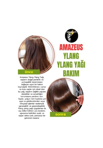 Amazeus Ylang Ylang Uçucu Yağı 2'li %100 Saf Ve Doğal Besleyici Etki 2x20 Ml / 1.4 Fl Oz
