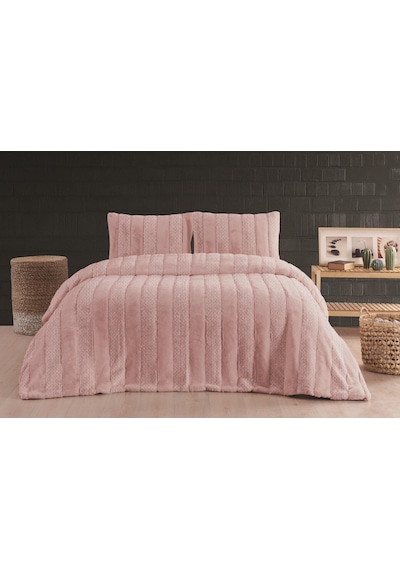 Merinos Luxe 3 Parça Çift Kişilik Yatak Örtüsü Seti Kutulu 230x250 Petek Pudra