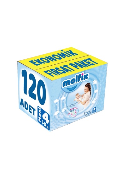 Molfix Bebek Bezi 4 Numara Maxi Ekonomik Fırsat 120 Adet