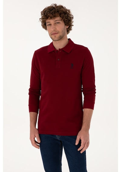 U.S. Polo Assn. Erkek Regular Fit Polo Yaka Bordo Basic Sweatshirt 50307757-VR014