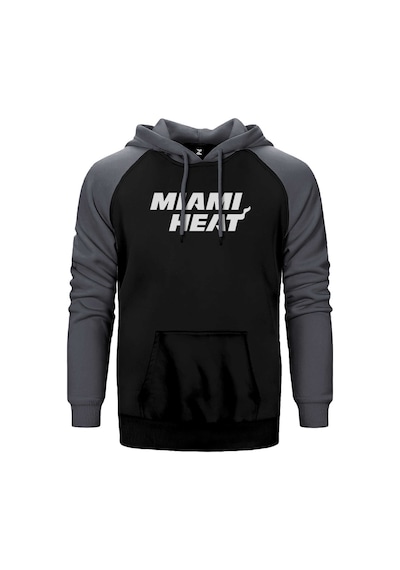 Miami Heat White Gri Renk Reglan Kol Kapşonlu Sweatshirt Gri