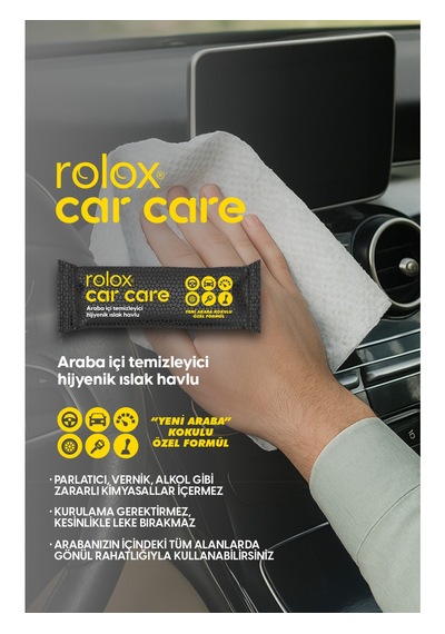 Rolox Car Care -50 Paket - Araba Içi Temizleyici Hijyenik Islak Havlu