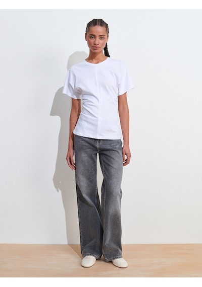 Dilvin 31585 Drape Detaylı T-shirt-beyaz Beyaz