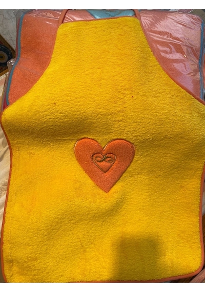 Peluş Mutfak Önlüğü / Su Geçirmez Pembe Ve Sarı Başak Ev Tekstili