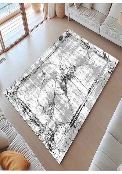 Blghome Mermer Desen Modern Halı Dekoratif Kilim Gri