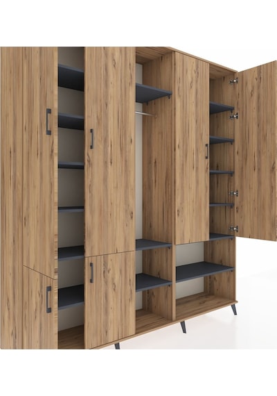 Hyperion Dolap 15 Raflı 5 Kapaklı Tek Askılı 220x44x243 Çam-çam/antrasit Atlas Çam/antrasıt Hyperion Dolap 15 Raflı 5 Kapaklı Tek Askılı 220x44x243 Çam-çam/antrasit Atlas Çam/antrasıt