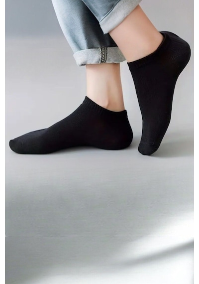 Hitit Socks Hitit Sock Erkek 10 Çift Premium Kalite Pamuklu Düz Patik Siyah Beyaz Siyah - Beyaz