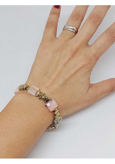 Pembe Opal Taşı Tasarım Bileklik 55910 Çok Renkli
