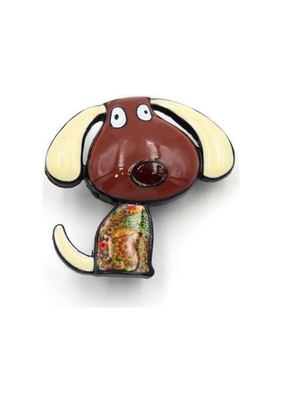 Köpek Broş - Kahverengi