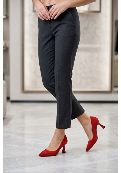Shoetek Vienatta Kadın Stiletto İnce Topuklu Kırmızı Saten
