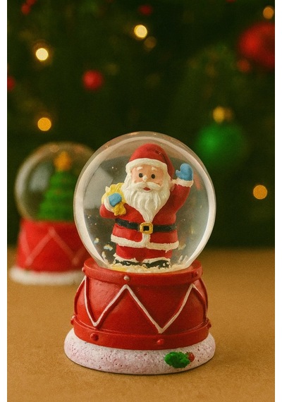 Yeni Yılın En Güzel Hediyesi Dekoratif Yılbaşı Led Işıklı 6,5 Cm Noel Baba Figürlü Kar Küresi Hediye Çok Renkli