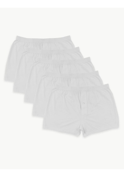 Marks & Spencer Saf Pamuklu 5'li Nefes Alabilir:trade Mark: Boxer Seti Beyaz Marks & Spencer Saf Pamuklu 5'li Nefes Alabilir:trade Mark: Boxer Seti Beyaz