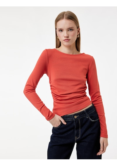 Koton Pamuklu Slim Fit Kayık Yaka Drapeli Uzun Kollu Tişört Turuncu 6wal10195ık Turuncu Koton Pamuklu Slim Fit Kayık Yaka Drapeli Uzun Kollu Tişört Turuncu 6wal10195ık Turuncu